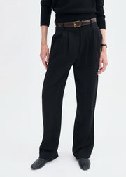 Pleat Front Trouser in Crepe - Black - CO Collections